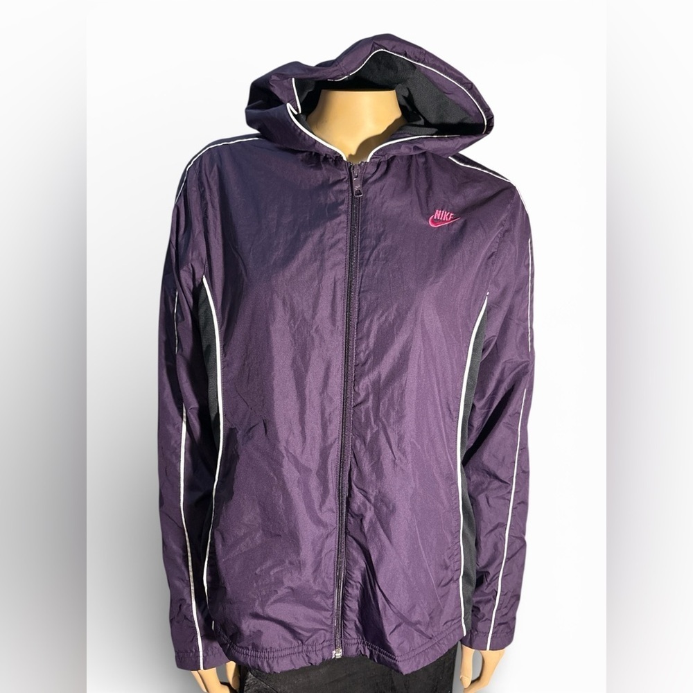 Nike Women's Purple hooded full zipper Windbreaker Jacket size L(12-14)